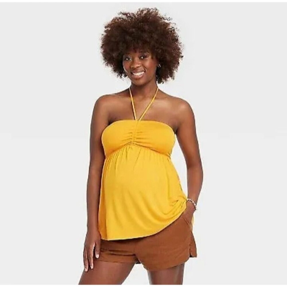 Isabel Maternity by Ingrid & Isabel Yellow Halter Maternity Tank